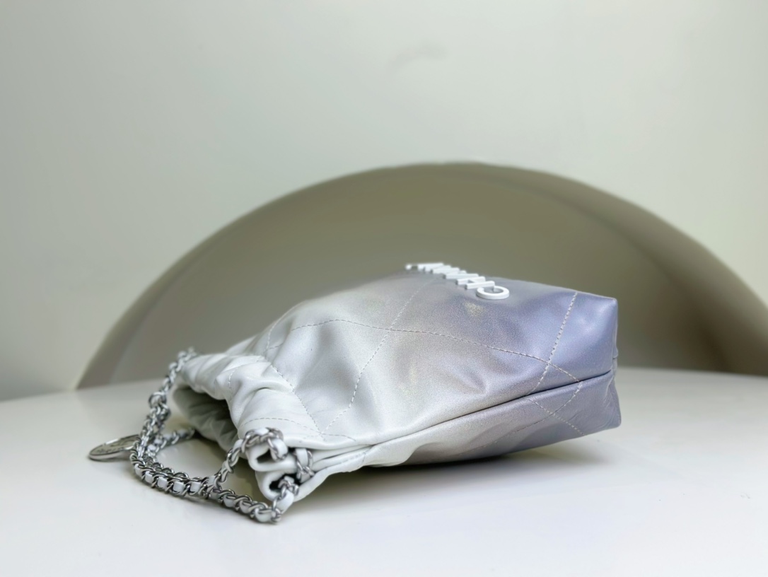 Bagsaaa Ch**el 22 Mini Handbag White & Silver AS3980 - 20 × 19 × 6 cm