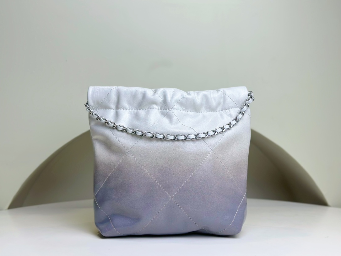 Bagsaaa Ch**el 22 Mini Handbag White & Silver AS3980 - 20 × 19 × 6 cm