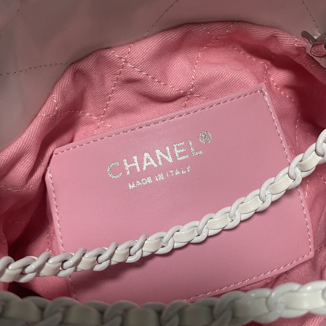 Bagsaaa Ch**el 22 Mini Handbag White & Light Pink AS3980 - 20 × 19 × 6 cm