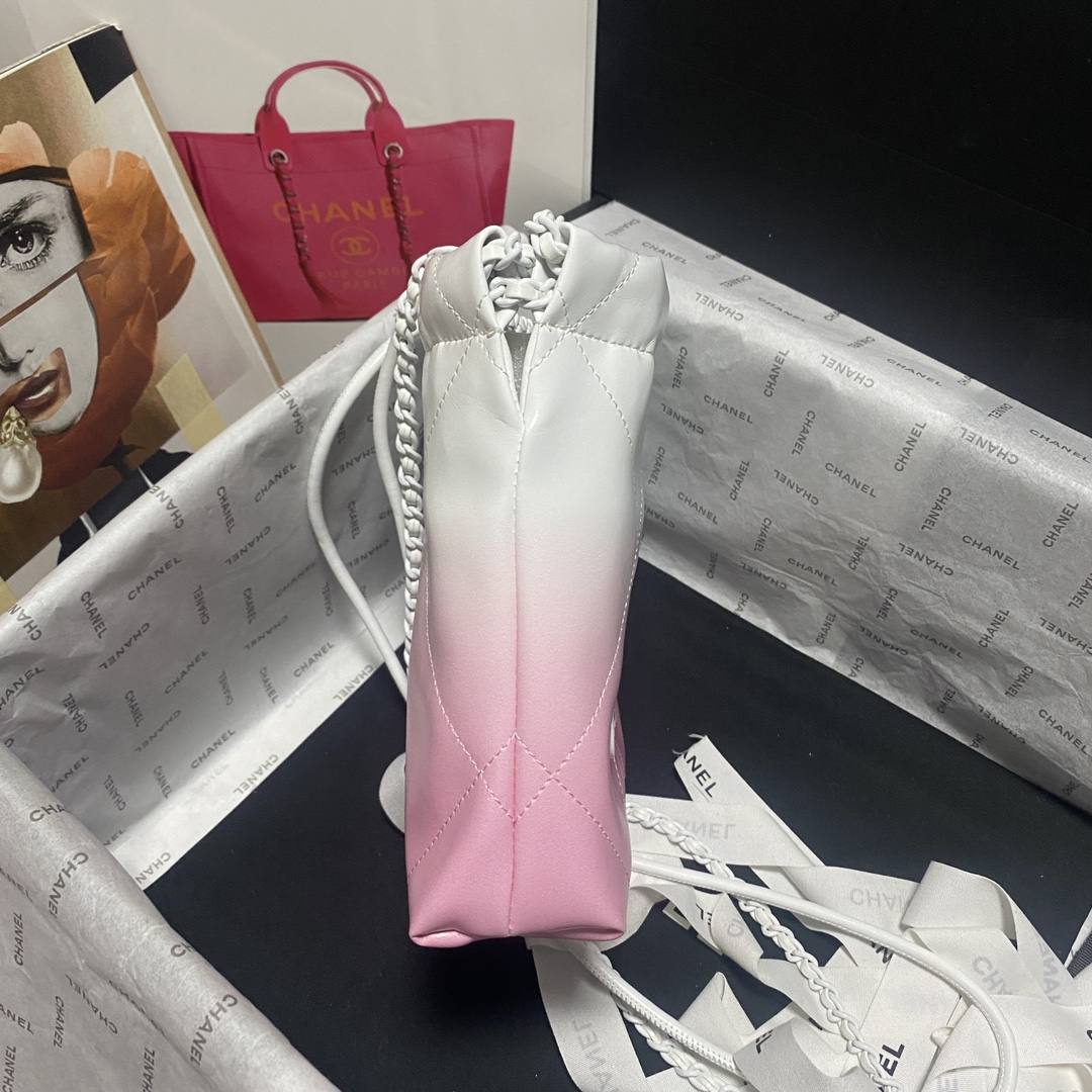 Bagsaaa Ch**el 22 Mini Handbag White & Light Pink AS3980 - 20 × 19 × 6 cm