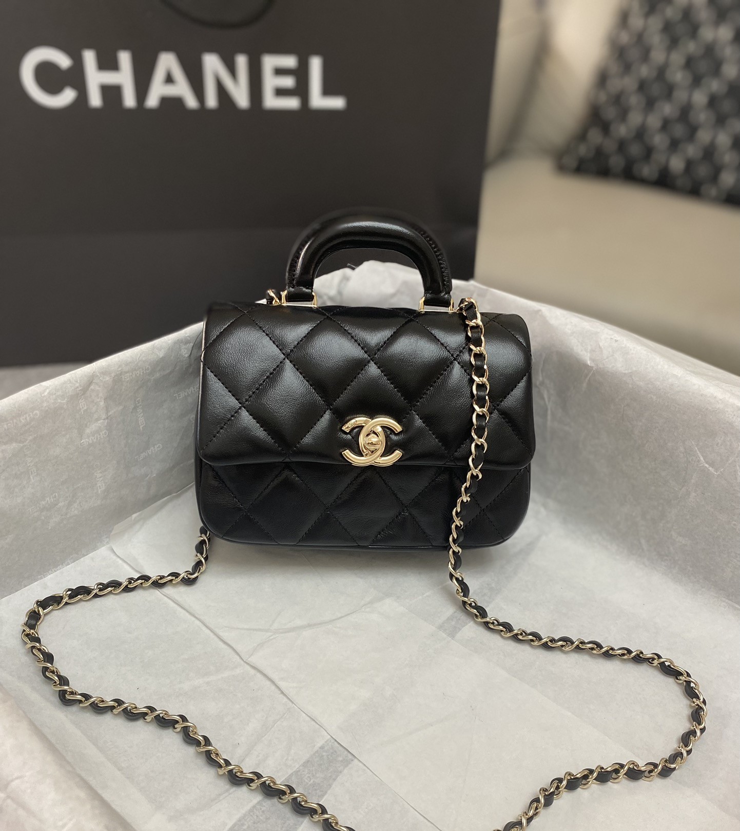Bagsaaa Ch**el Mini AS4543 Black - 14×20×7cm