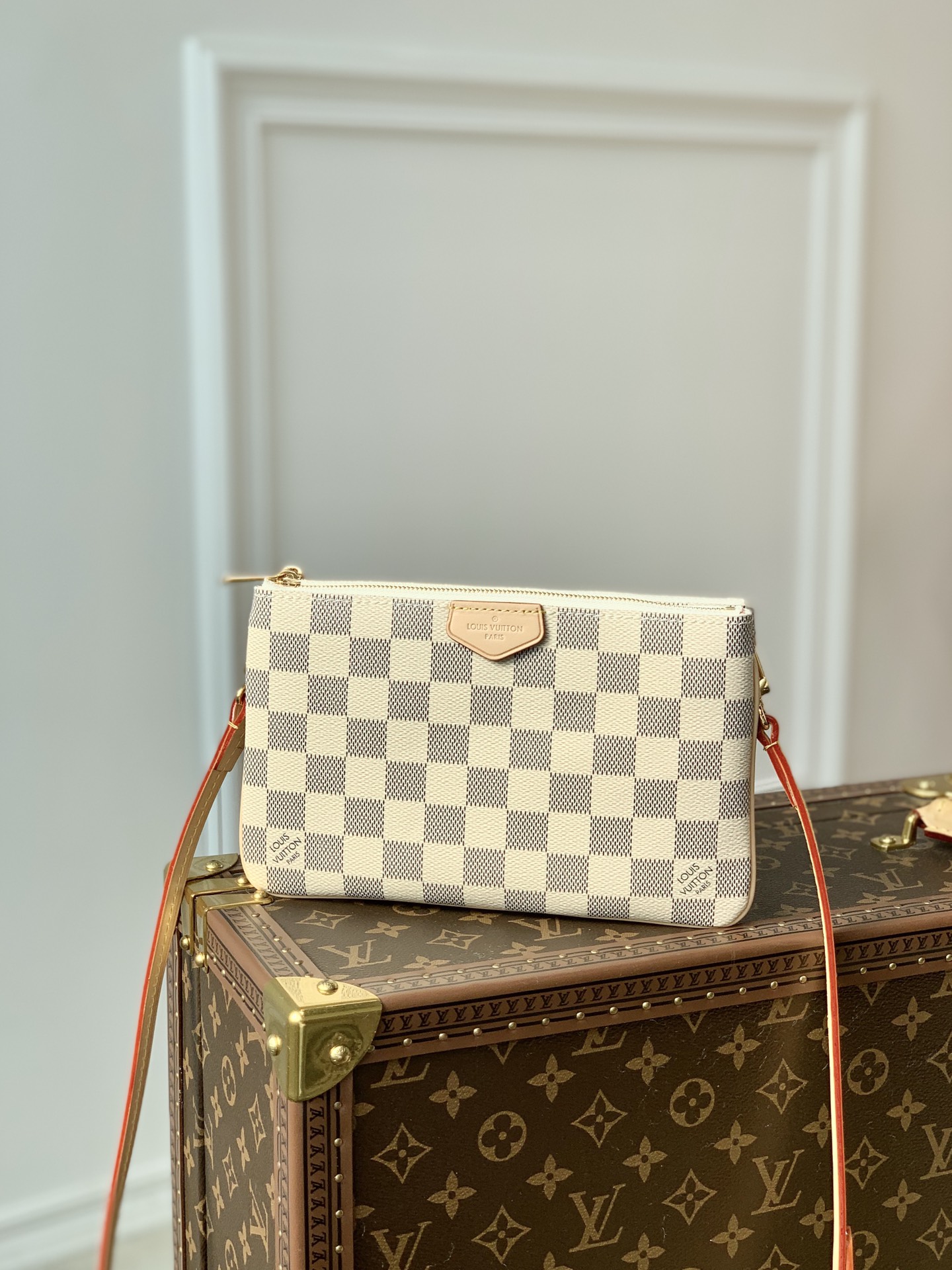 Bagsaaa L0vis Vvtt0n N60460 Double Zip Pochette Damier Azur - 20 x 12.5 x 3 cm
