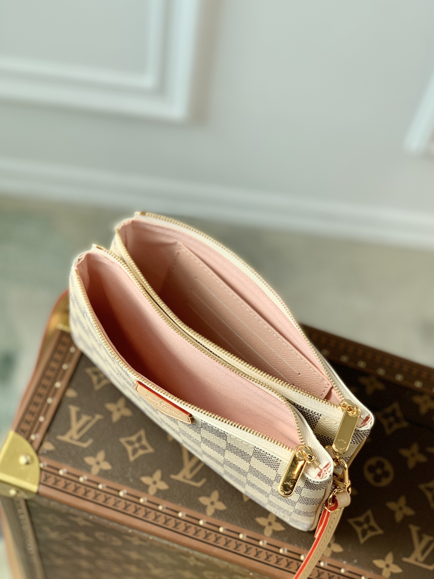 Bagsaaa L0vis Vvtt0n N60460 Double Zip Pochette Damier Azur - 20 x 12.5 x 3 cm