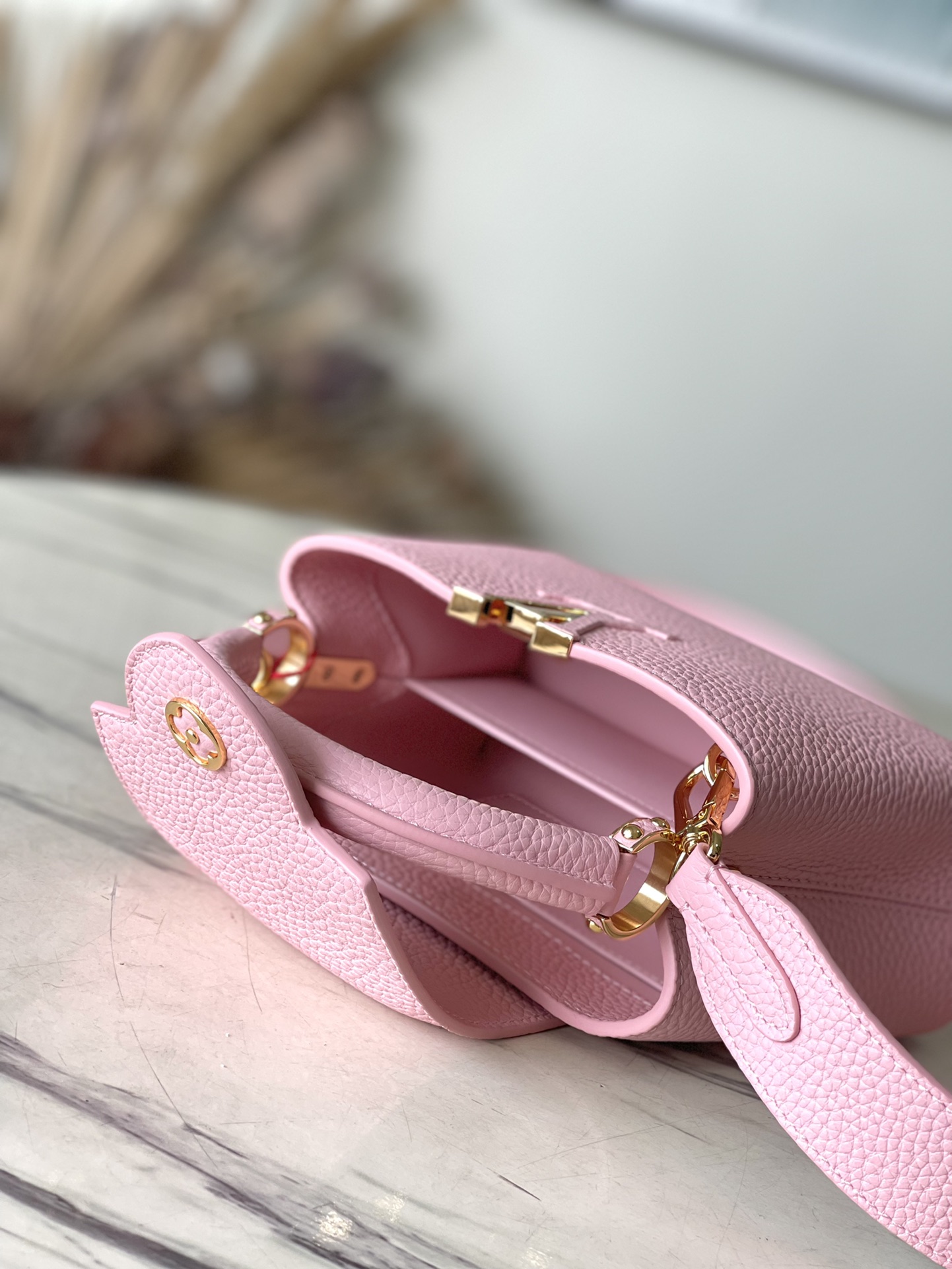 Bagsaaa L0vis Vvtt0n M24544 Capucines Mini Jasmine Pink - 21 x 14 x 8 cm