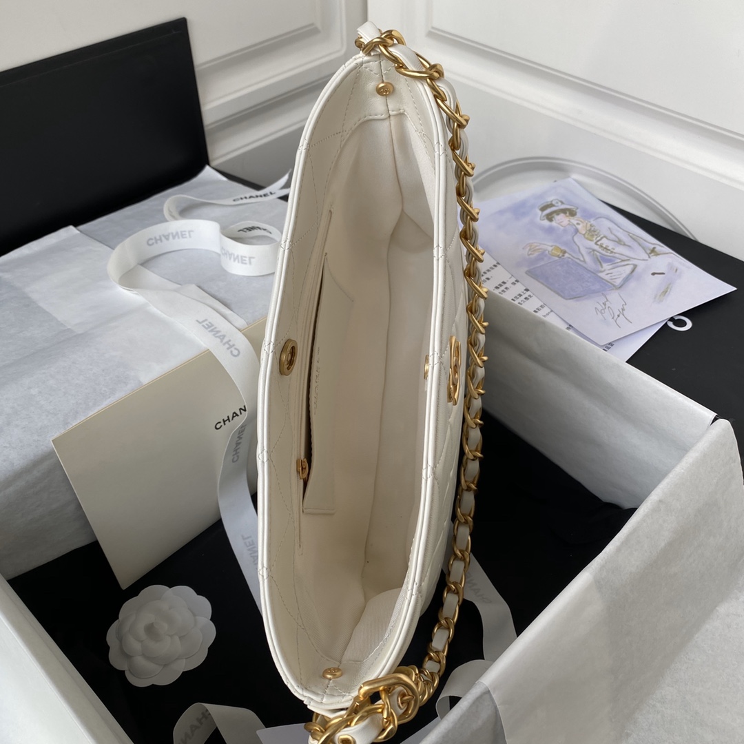 Bagsaaa Ch**el Large Hobo Bag White AS4450 - 24 × 36 × 6 cm
