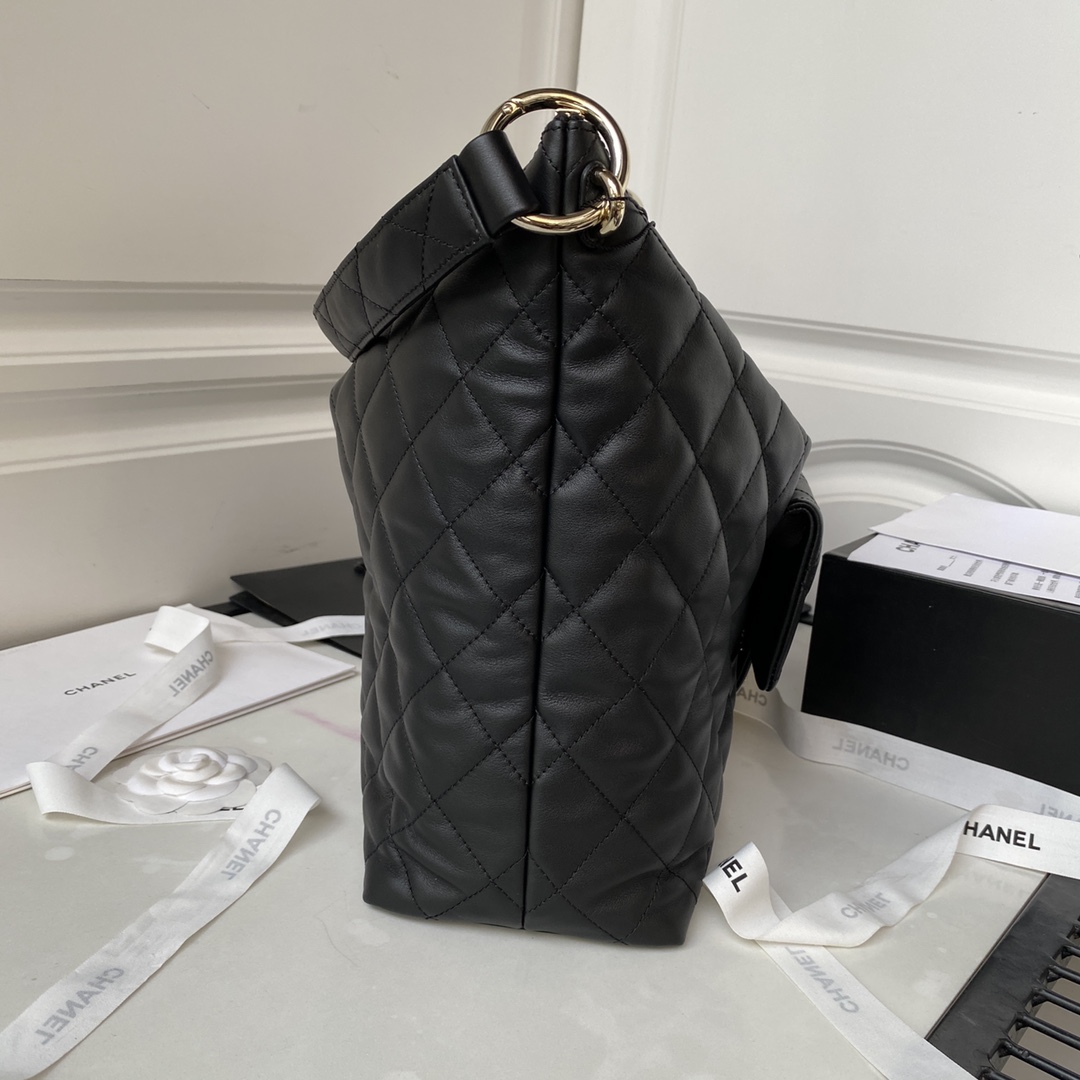 Bagsaaa Ch**el Maxi Hobo Bag AS4339 Black - 29.5 × 37 × 13 cm