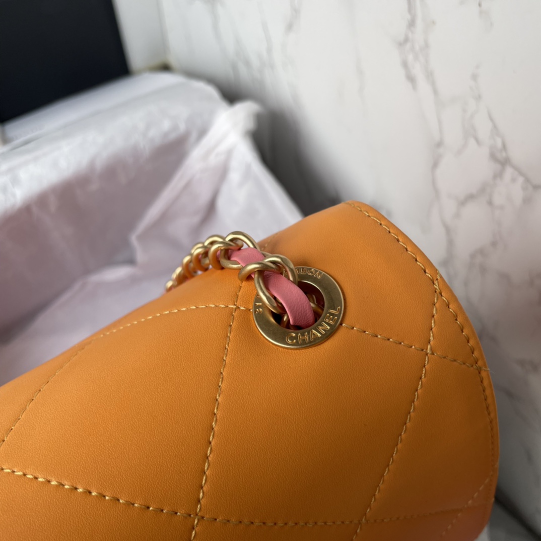 Bagsaaa Ch**el Large Hobo Bag AS4632 Pink/Orange/Yellow - 38 × 29.5 × 11 cm