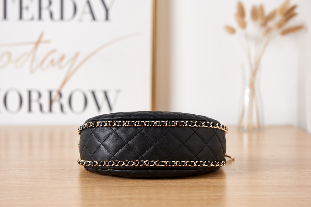 Bagsaaa Ch**el Small Hobo Bag AS3917 Black - 15×20×6 cm