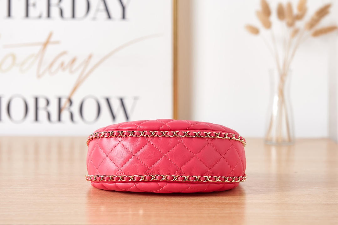 Bagsaaa Ch**el Small Hobo Bag AS3917 Pink - 15×20×6 cm