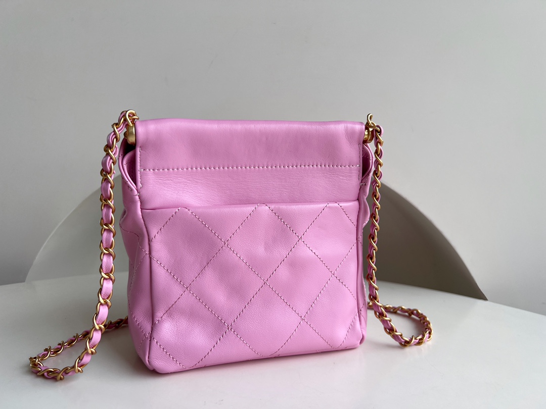 Bagsaaa Ch**el Small Bucket Bag AS3793 Light Pink - 17×16×7 cm