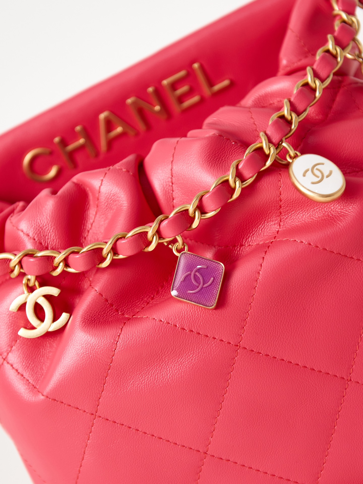 Bagsaaa Ch**el Small Bucket Bag AS3793 Pink - 17×16×7 cm