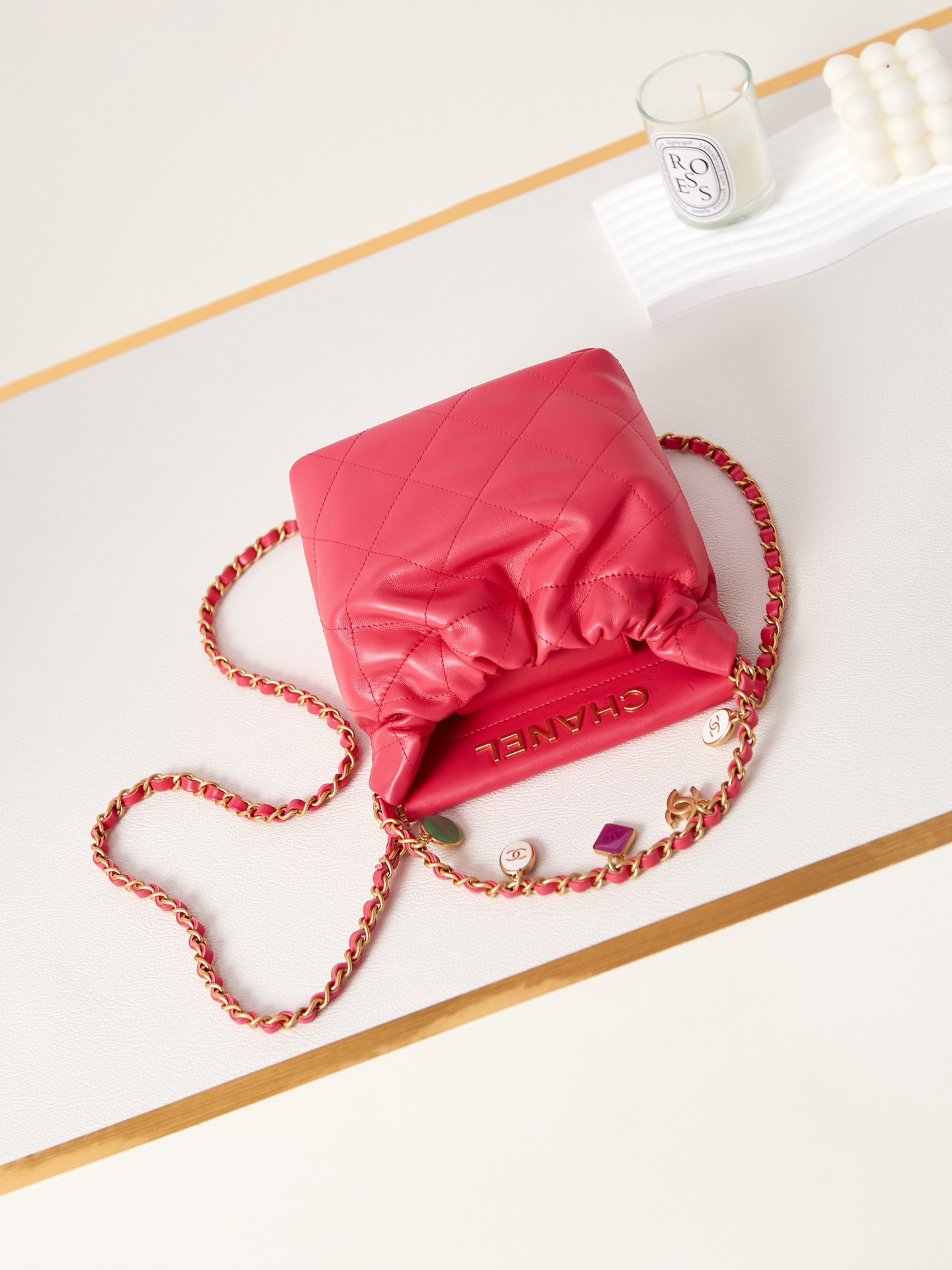 Bagsaaa Ch**el Small Bucket Bag AS3793 Pink - 17×16×7 cm