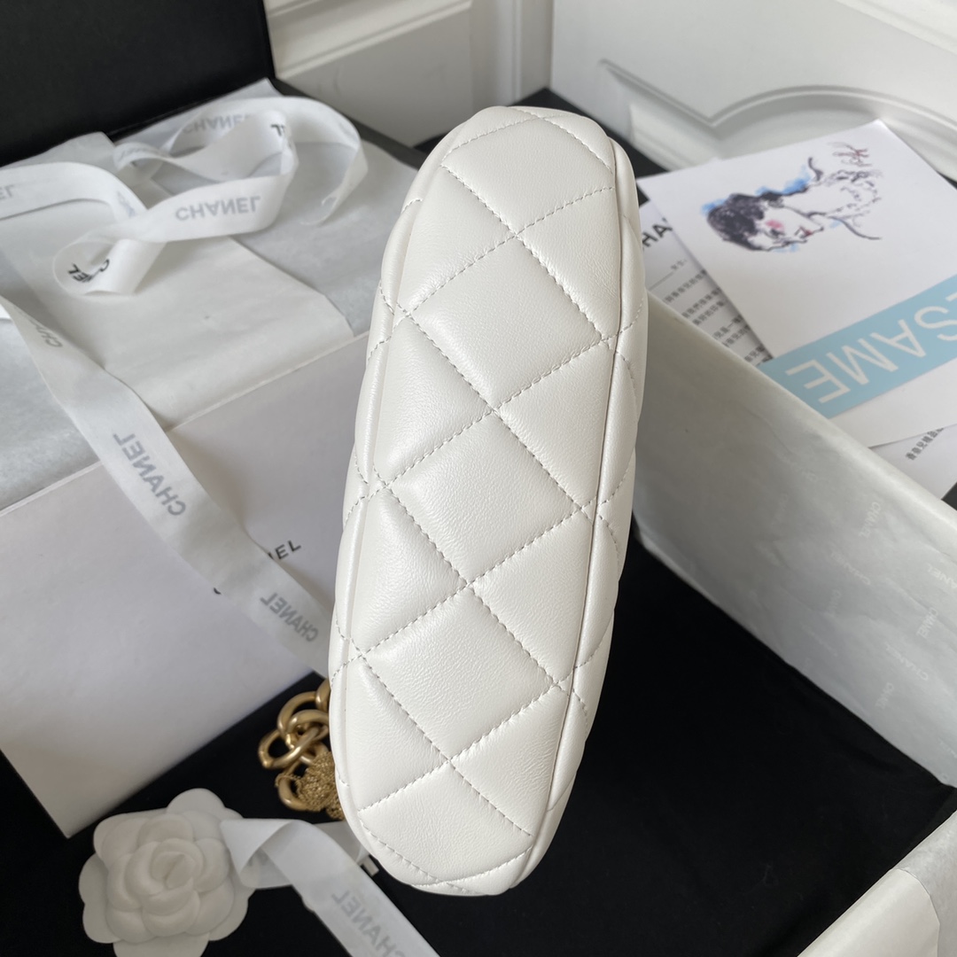 Bagsaaa Ch**el Hobo Handbag White AS4220 - 19 × 24 × 5 cm