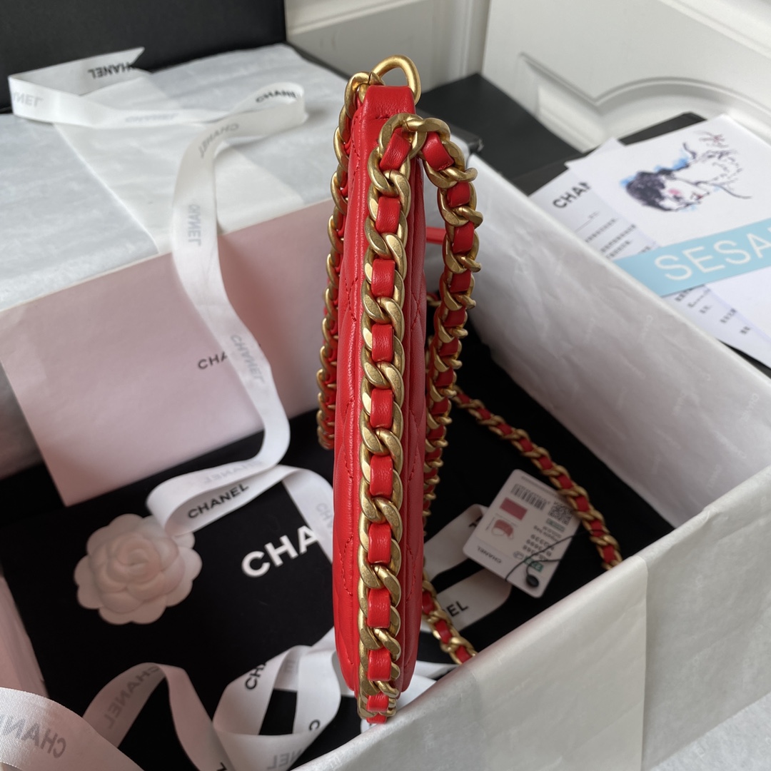 Bagsaaa Ch**el Large Hobo Bag AS4287 Red - 17.5 × 28.5 × 2 cm