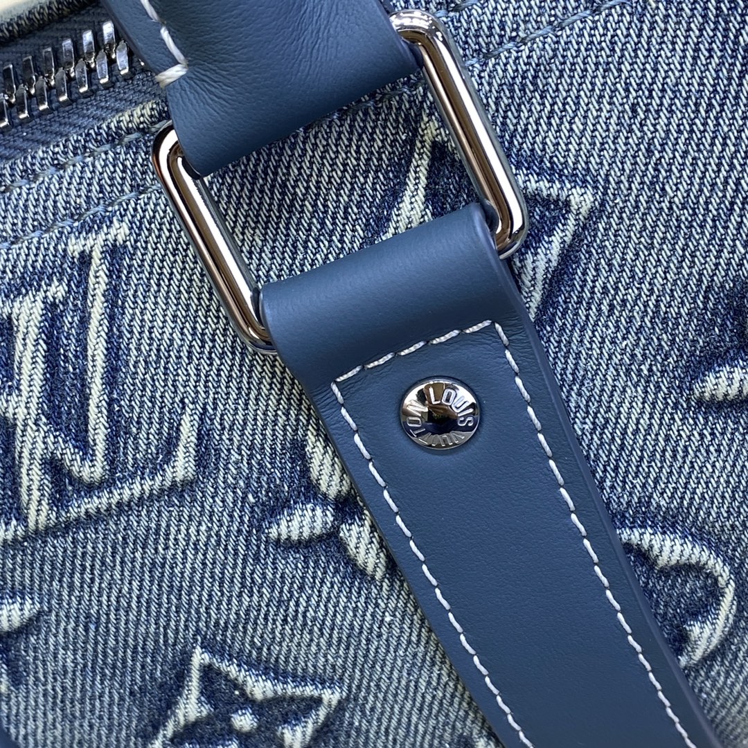 Bagsaaa LV Keepall Bandoulière 25 Monogram Washed Denim Canvas M22762 - 25 x 15 x 11 cm