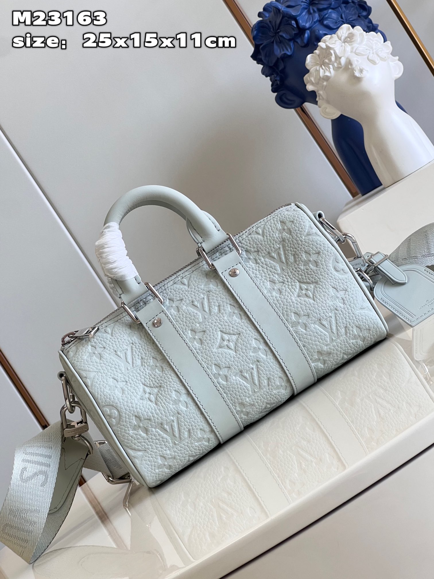 Bagsaaa L0vis Vvtt0n M23163 Keepall Bandoulière 25 Mineral Gray - 25 x 15 x 11 cm
