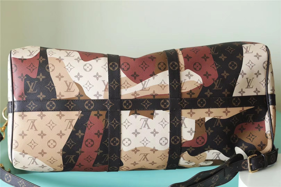 Bagsaaa L0vis Vvtt0n M46677 Keepall Bandoulière 55 Monogram Coated Canvas Brown - 55 x 31 x 26 cm