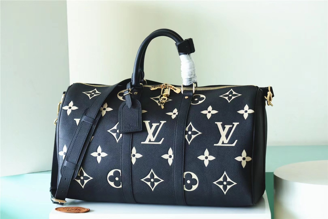 Bagsaaa L0vis Vvtt0n M46670 Keepall Bandoulière 45 Black/Beige - 45 x 27 x 20 cm