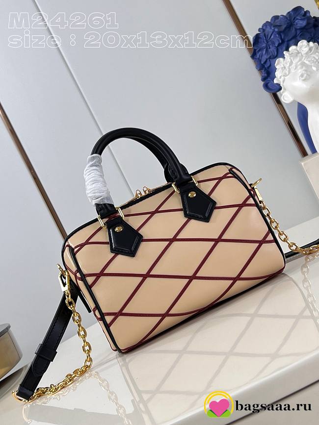 Bagsaaa L0vis Vvtt0n M24261 Speedy Bandoulière 20 Beige/Red - 20.5x13.5x12 cm