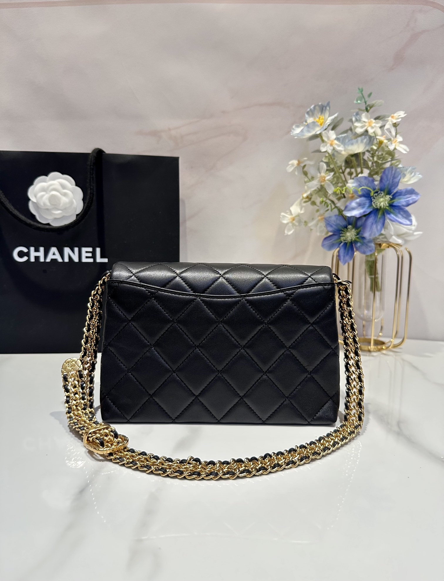 Bagsaaa Ch**el Small Flap Bag AS3994 Black - 14 × 21 × 10 cm