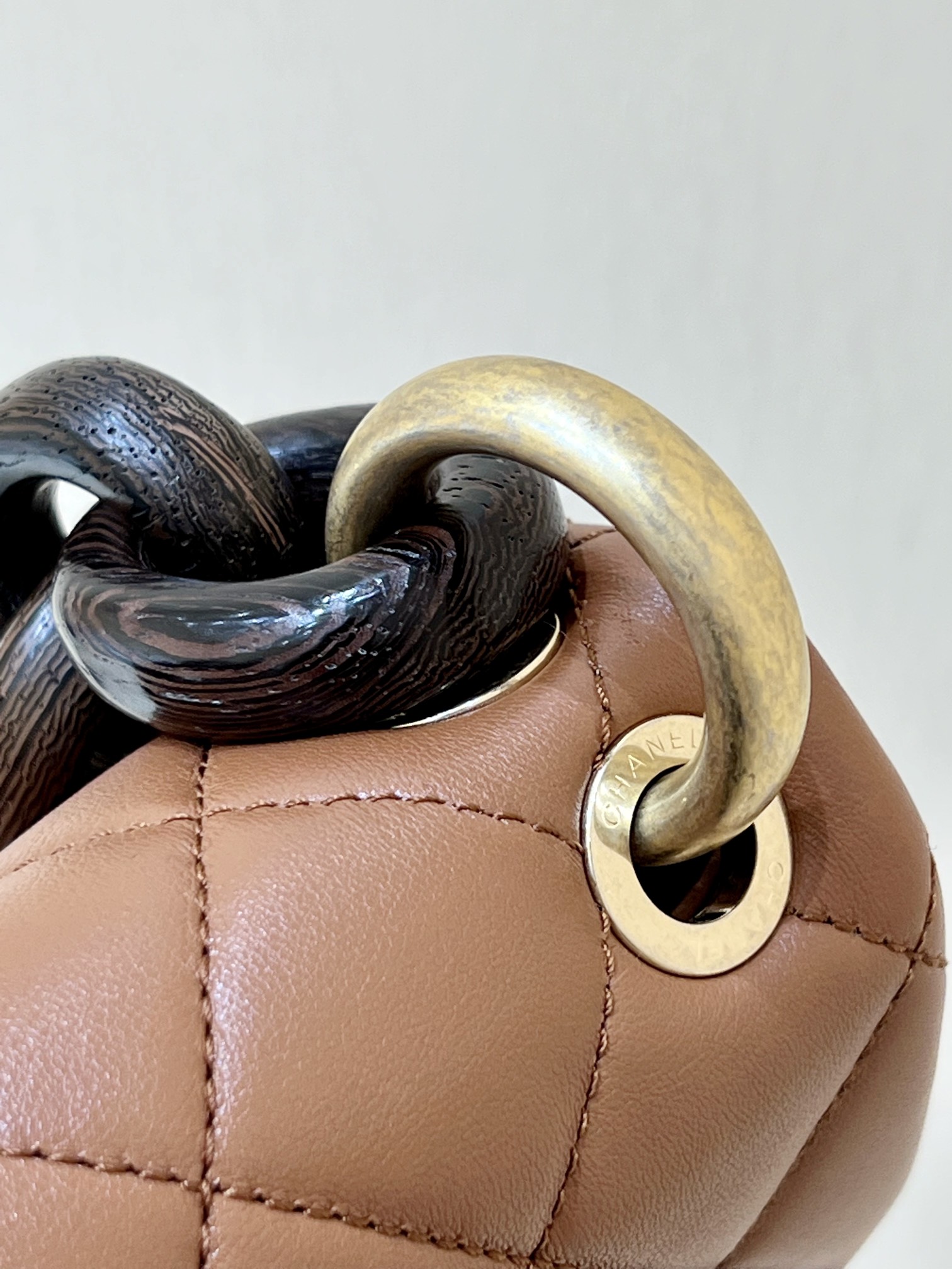 Bagsaaa Ch**el Mini Flap Bag Lambskin & Wenge Wood Brown AS4165 - 11 × 18 × 7 cm
