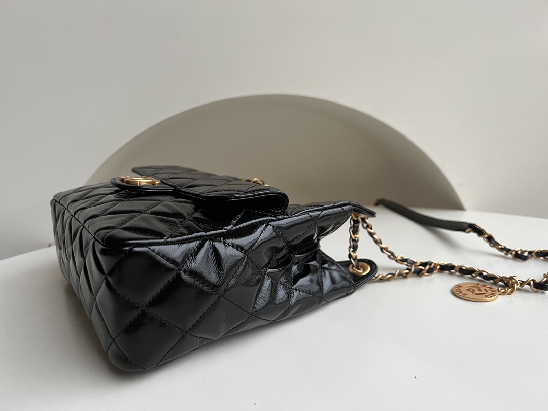 Bagsaaa Ch**el Hobo Handbag Black AS3690 - 21.5×22.5×7 cm