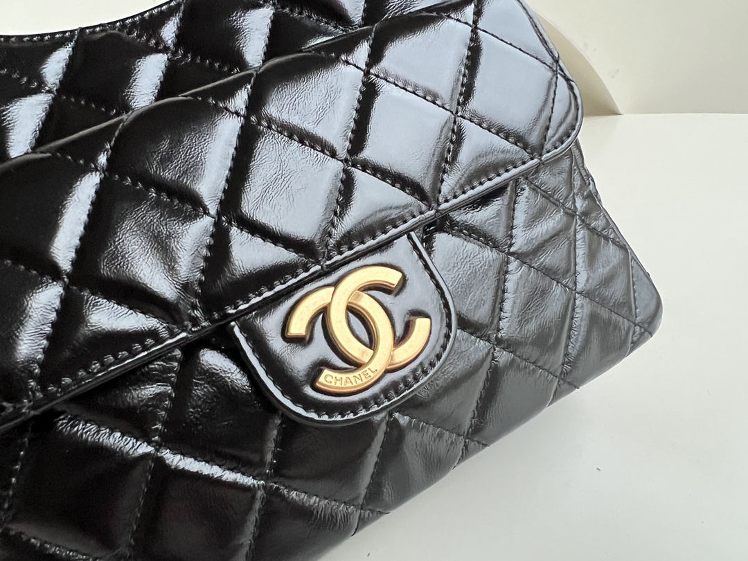 Bagsaaa Ch**el Hobo Handbag Black AS3690 - 21.5×22.5×7 cm