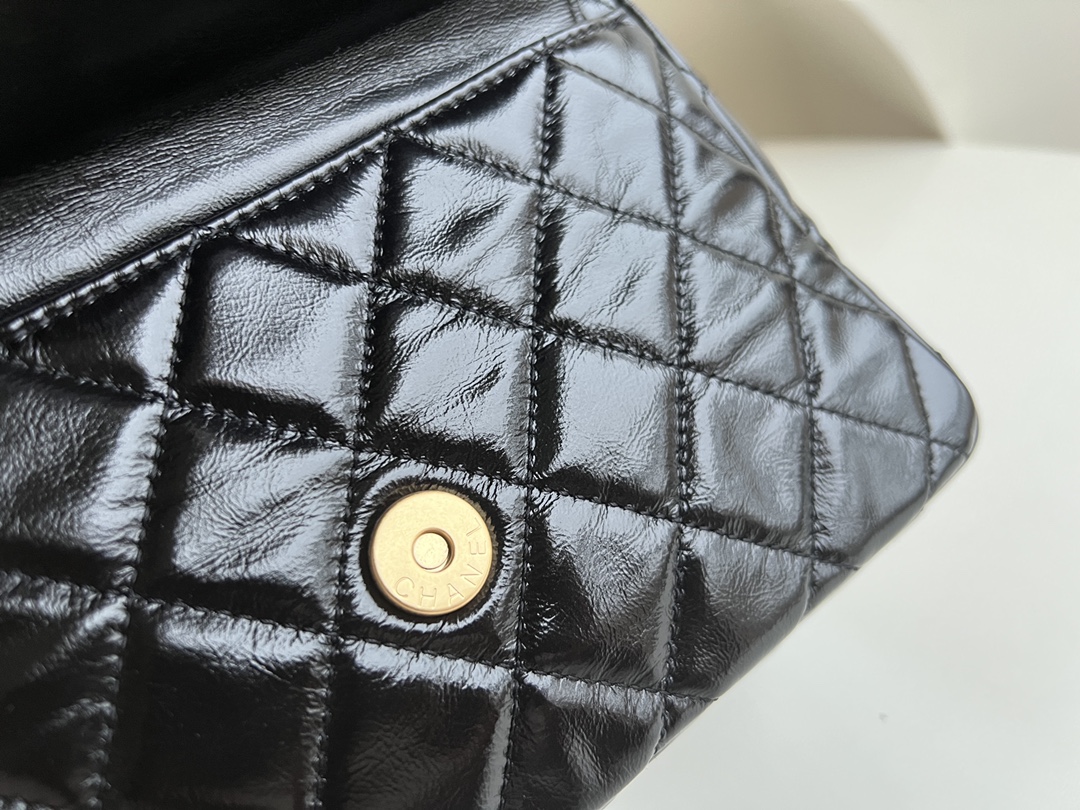 Bagsaaa Ch**el Hobo Handbag Black AS3690 - 21.5×22.5×7 cm