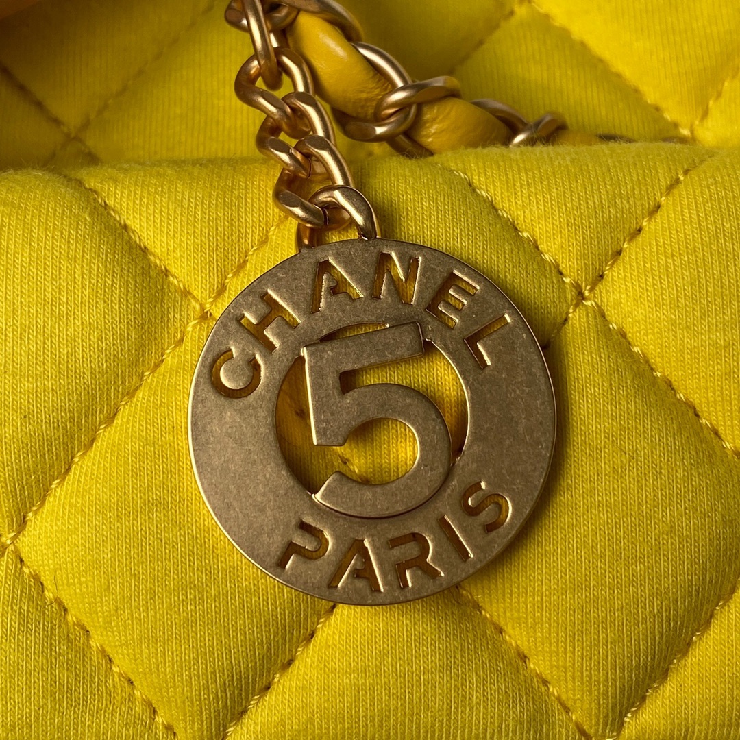 Bagsaaa Ch**el Hobo Handbag Yellow AS3690 - 21.5×22.5×7 cm
