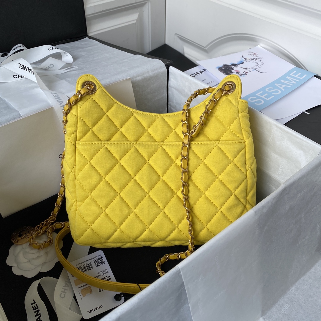 Bagsaaa Ch**el Hobo Handbag Yellow AS3690 - 21.5×22.5×7 cm
