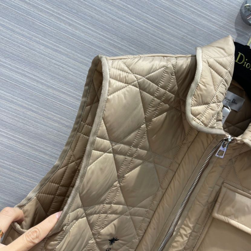 Bagsaaa D10r Women Vest Dark Beige Quilted Technical Taffeta