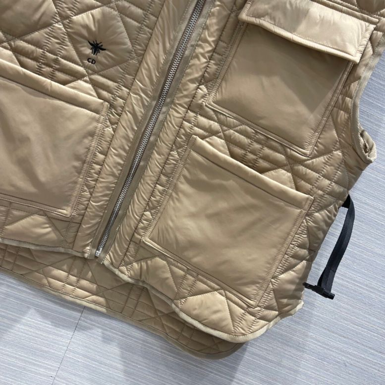 Bagsaaa D10r Women Vest Dark Beige Quilted Technical Taffeta