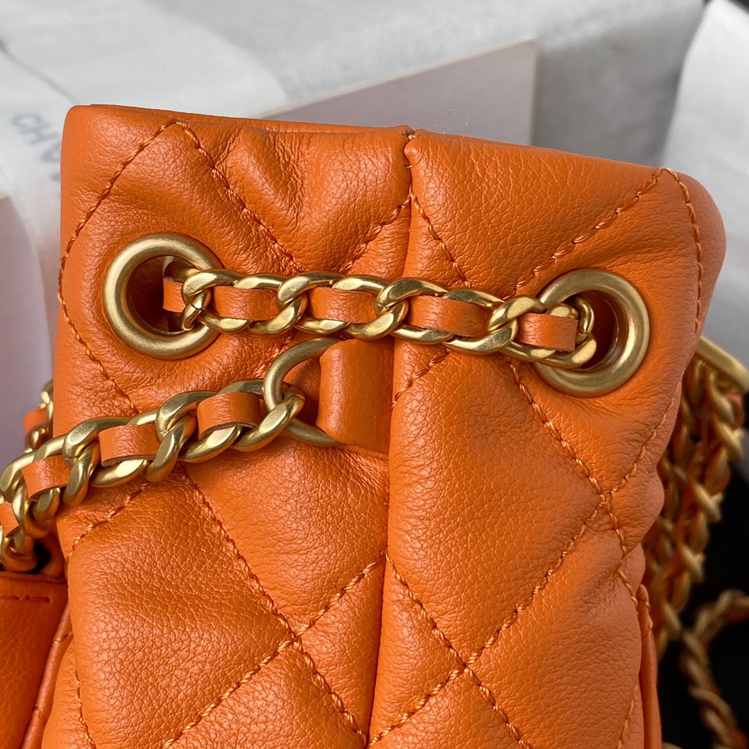 Bagsaaa Ch**el Small Backpack Orange AS3947 - 16.5 × 17 × 12 cm