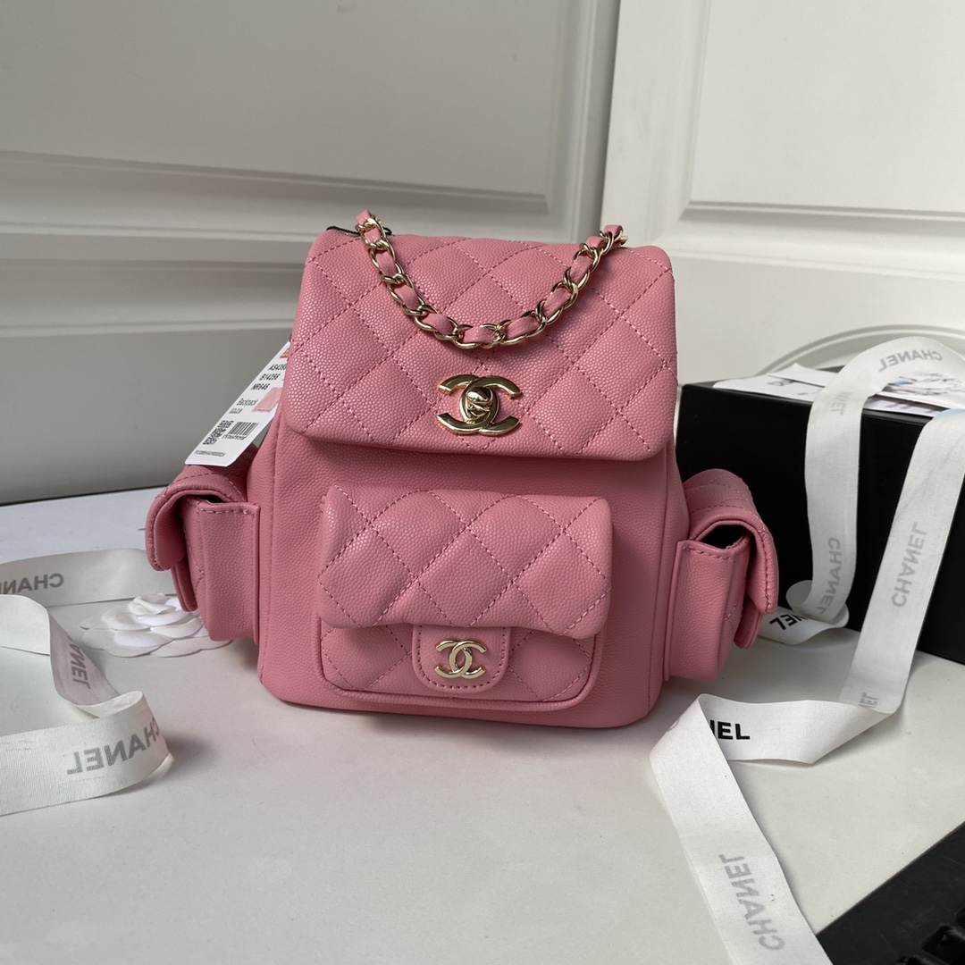 Bagsaaa Ch**el Small Backpack Pink AS4399 - 19.5 × 18 × 10 cm