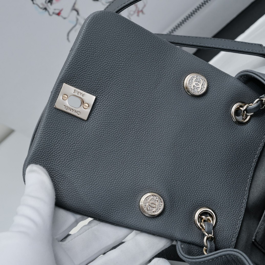 Bagsaaa Ch**el Small Backpack Gray AS4399 - 19.5 × 18 × 10 cm