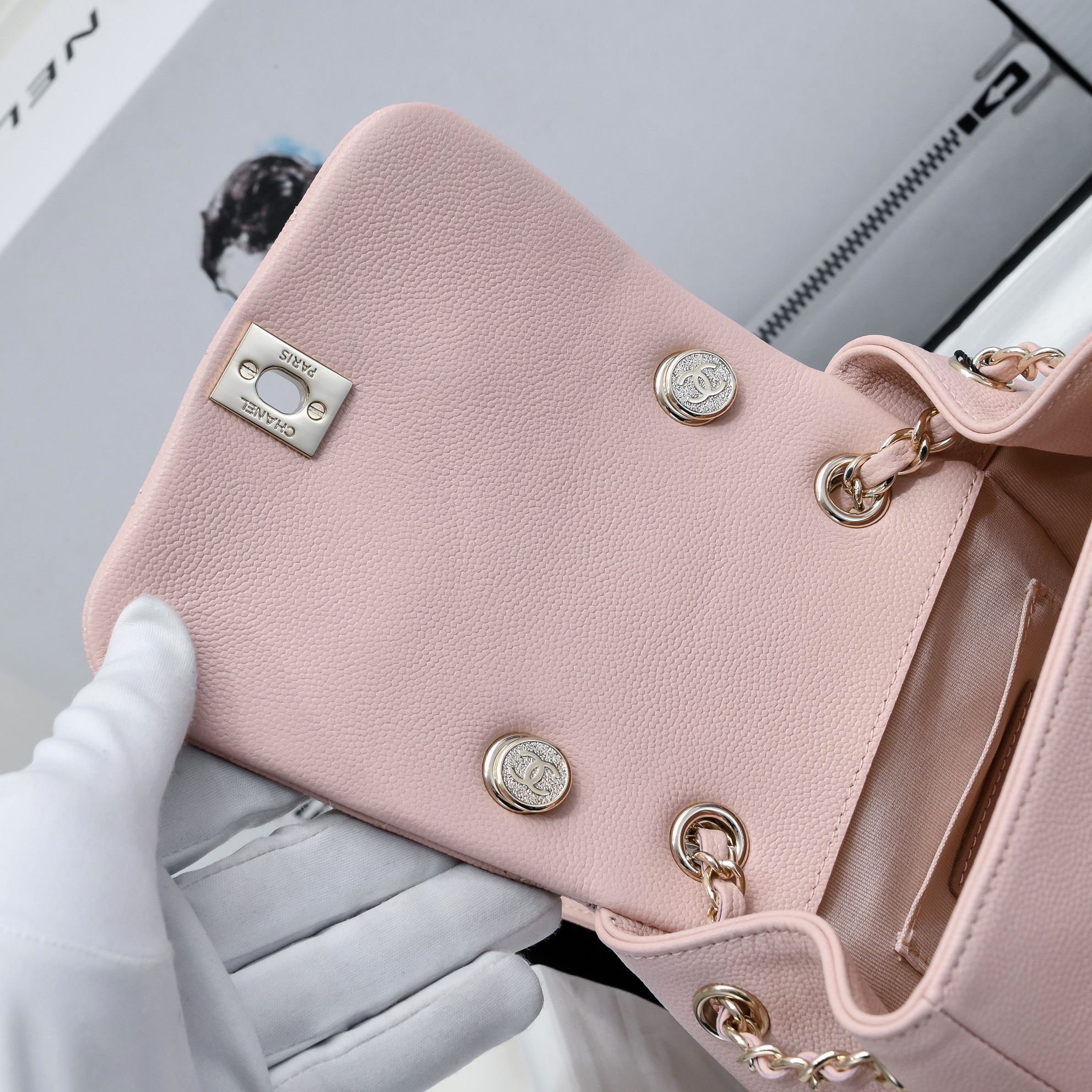 Bagsaaa Ch**el Small Backpack Light Pink AS4399 - 19.5 × 18 × 10 cm