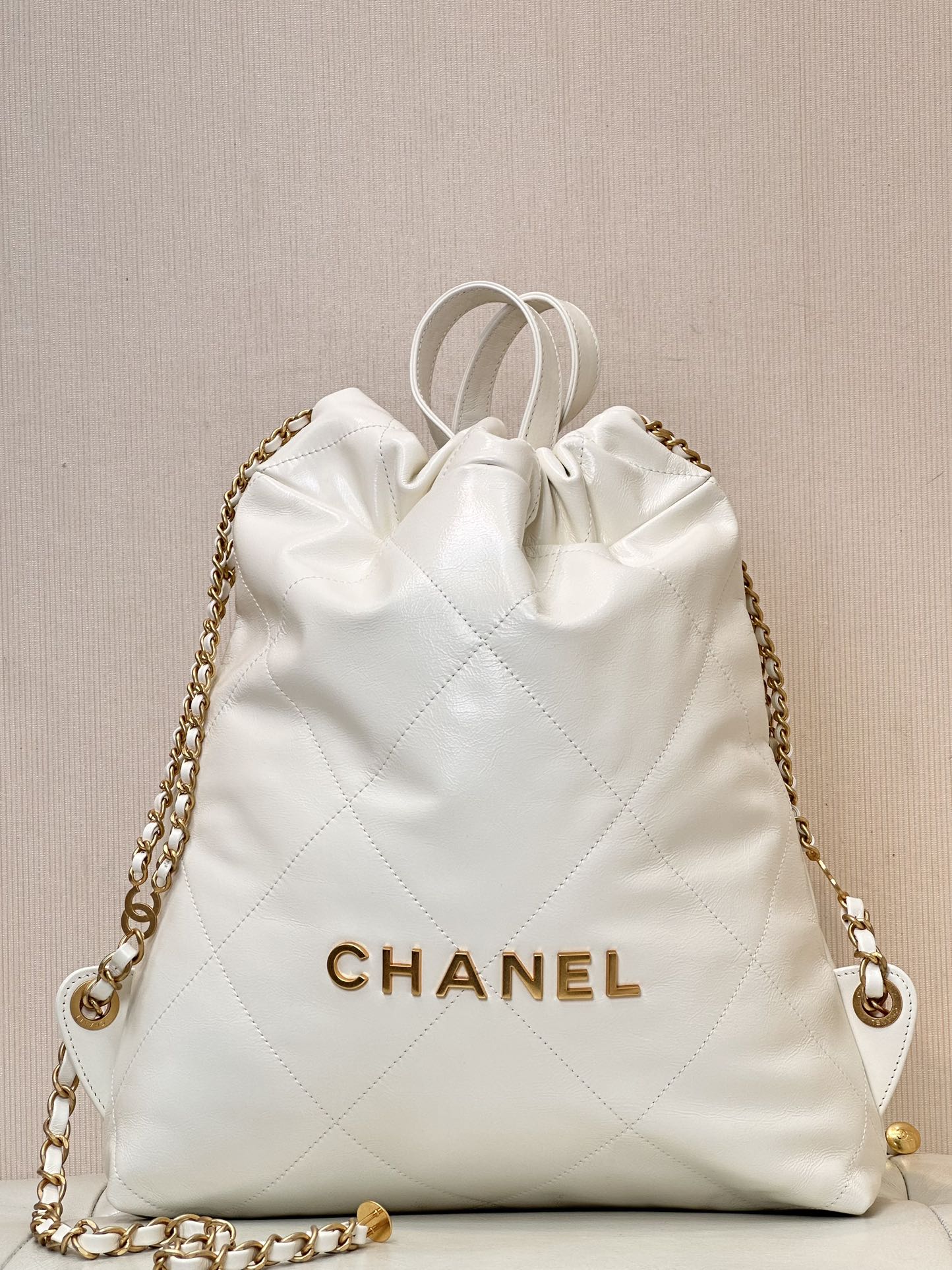 Bagsaaa Ch**el 22 Backpack White AS3859 - 34 × 29 × 8 cm