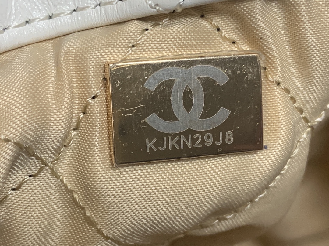 Bagsaaa Ch**el Large Backpack Ch**el 22 White & Gold AS3313 - 51 × 40 × 9 cm