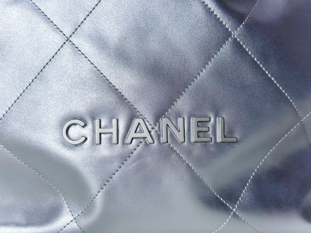 Bagsaaa Ch**el Large Backpack Ch**el 22 Silver AS3313 - 51 × 40 × 9 cm