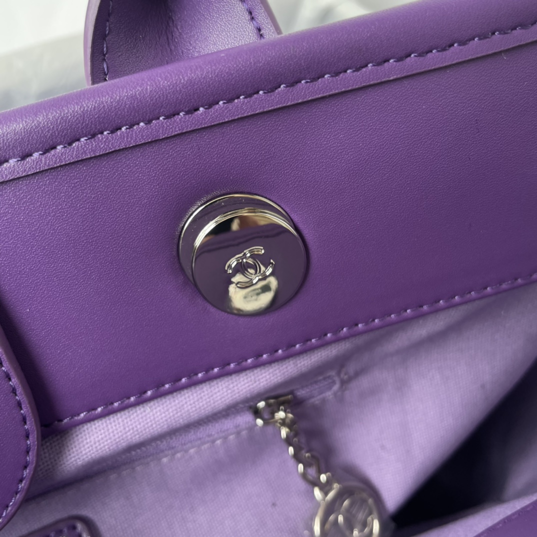 Bagsaaa Ch**el Shopping Bag AS3351 Purple/Blue/Dark Blue - 26 × 41 × 17 cm