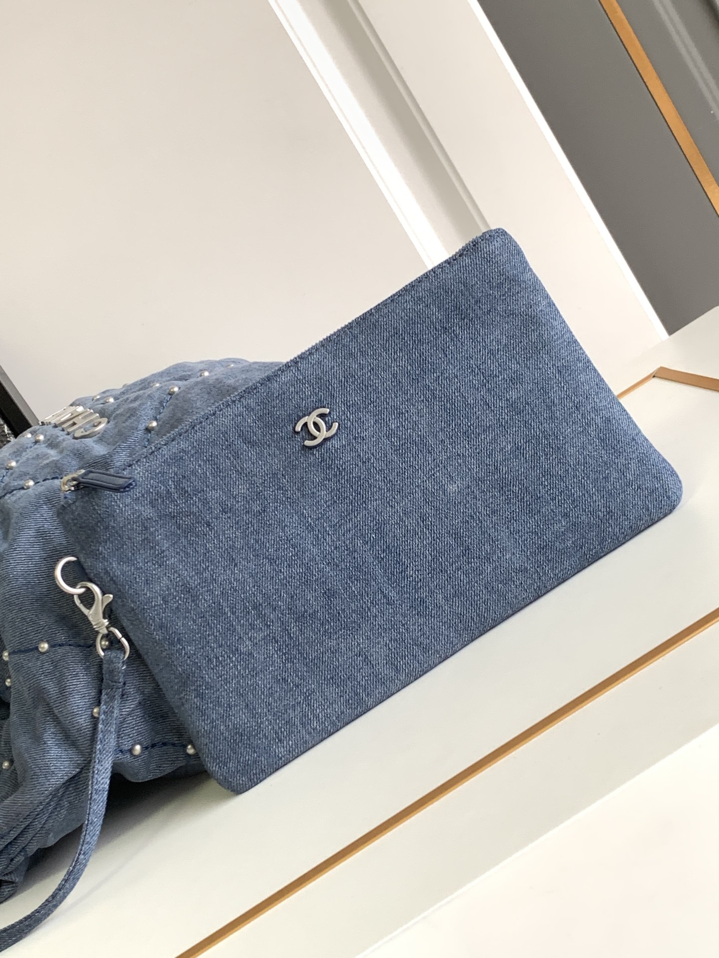 Bagsaaa Ch**el 22 Small Handbag Washed Denim AS3260 - 35 × 37 × 7 cm