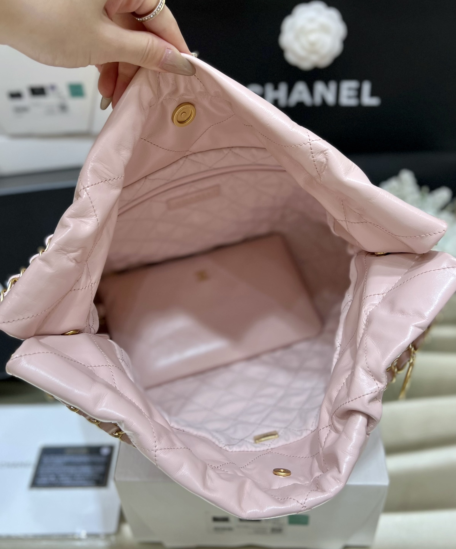 Bagsaaa Ch**el 22 Handbag Light Pink AS3261 - 39 × 42 × 8 cm