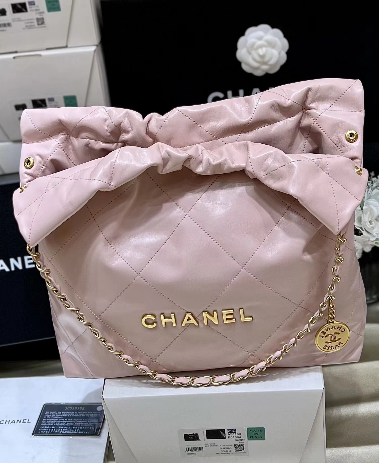 Bagsaaa Ch**el 22 Handbag Light Pink AS3261 - 39 × 42 × 8 cm