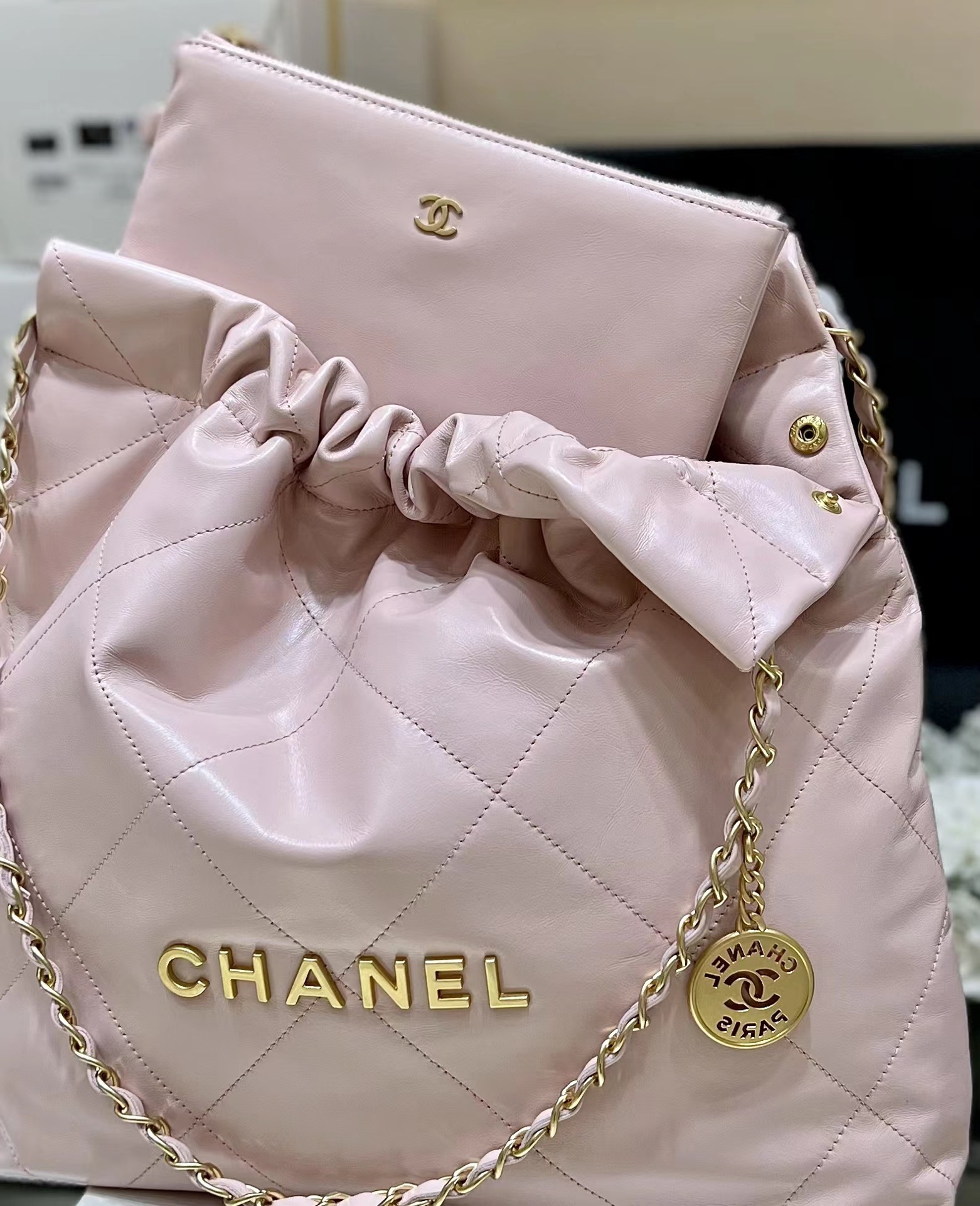 Bagsaaa Ch**el 22 Handbag Light Pink AS3261 - 39 × 42 × 8 cm
