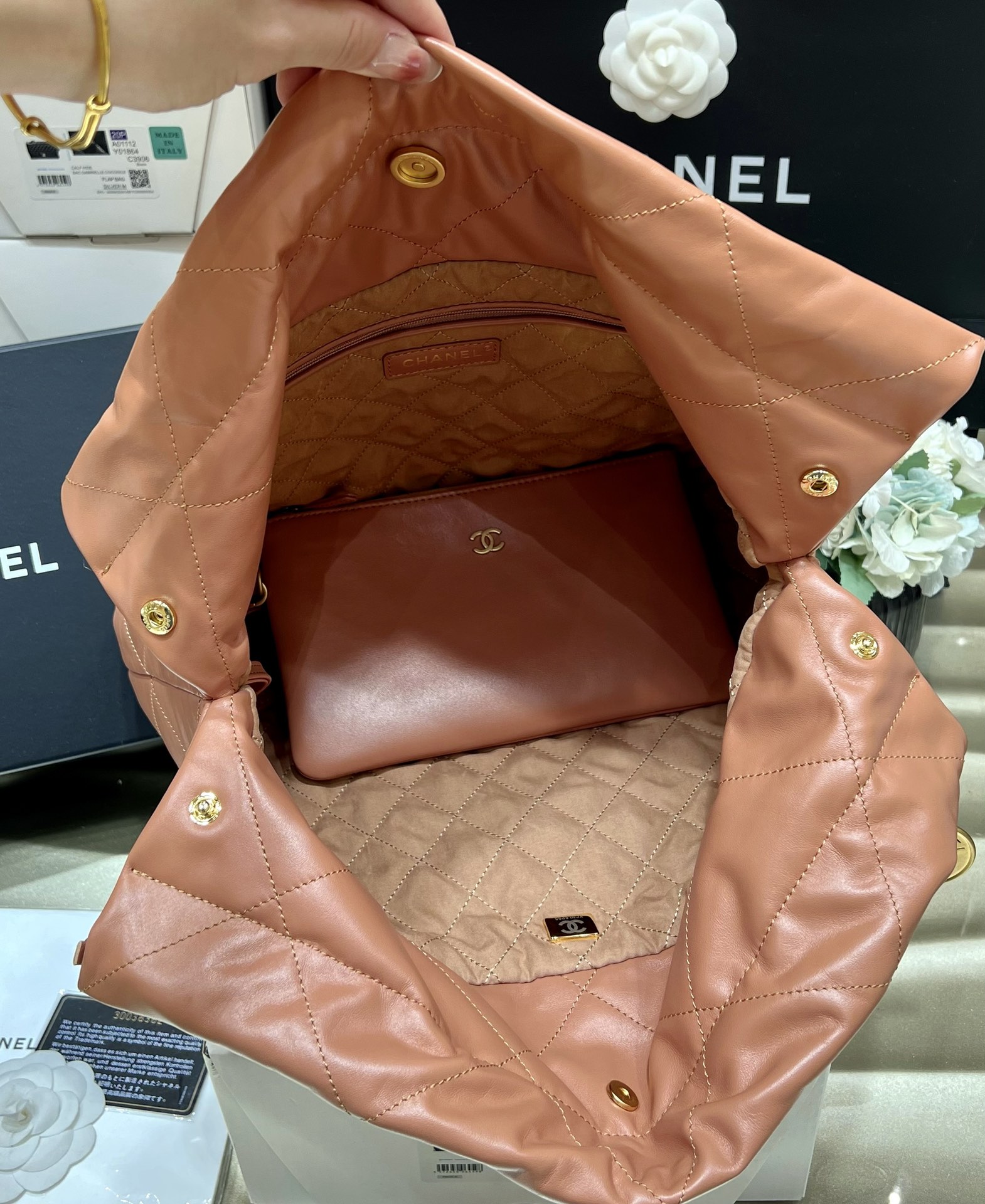 Bagsaaa Ch**el 22 Handbag Brown AS3261 - 39 × 42 × 8 cm