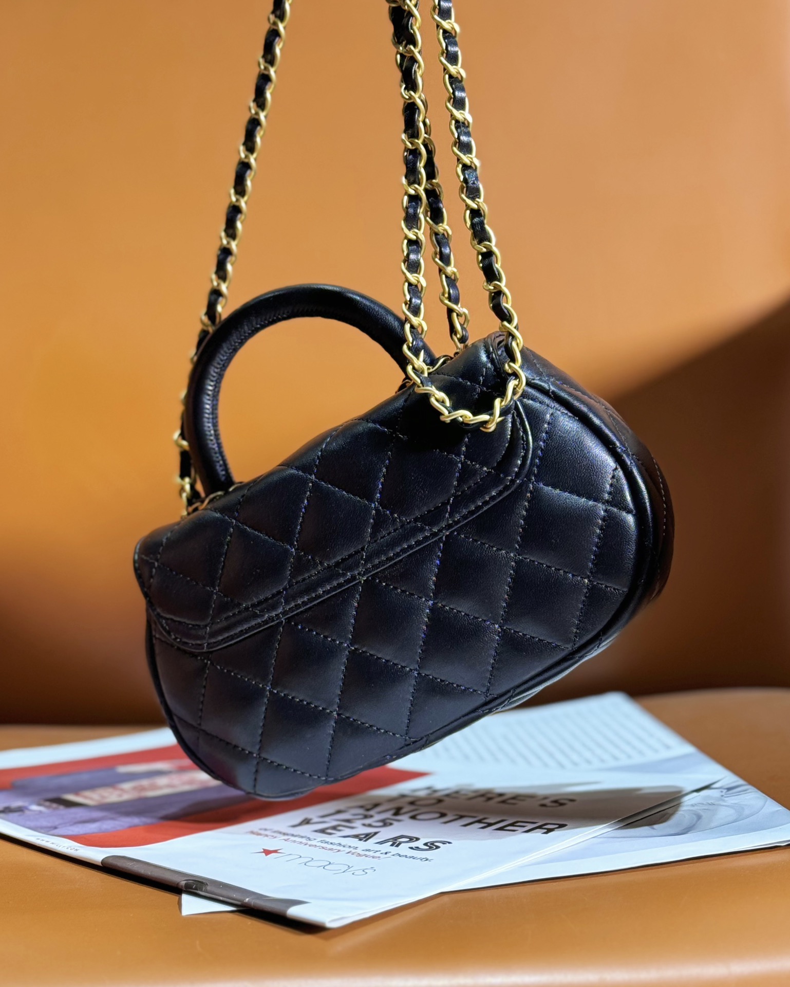 Bagsaaa Ch**el Small Bag With Top Handle AS4573 Black - 11.5 × 20.5 × 5.5 cm