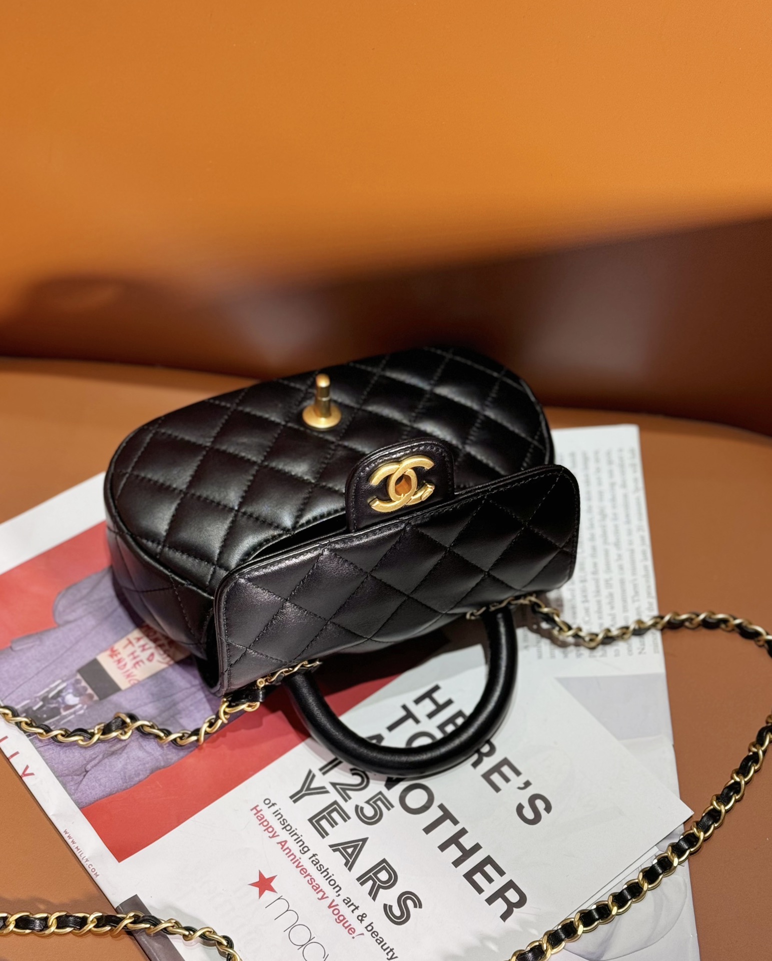 Bagsaaa Ch**el Small Bag With Top Handle AS4573 Black - 11.5 × 20.5 × 5.5 cm