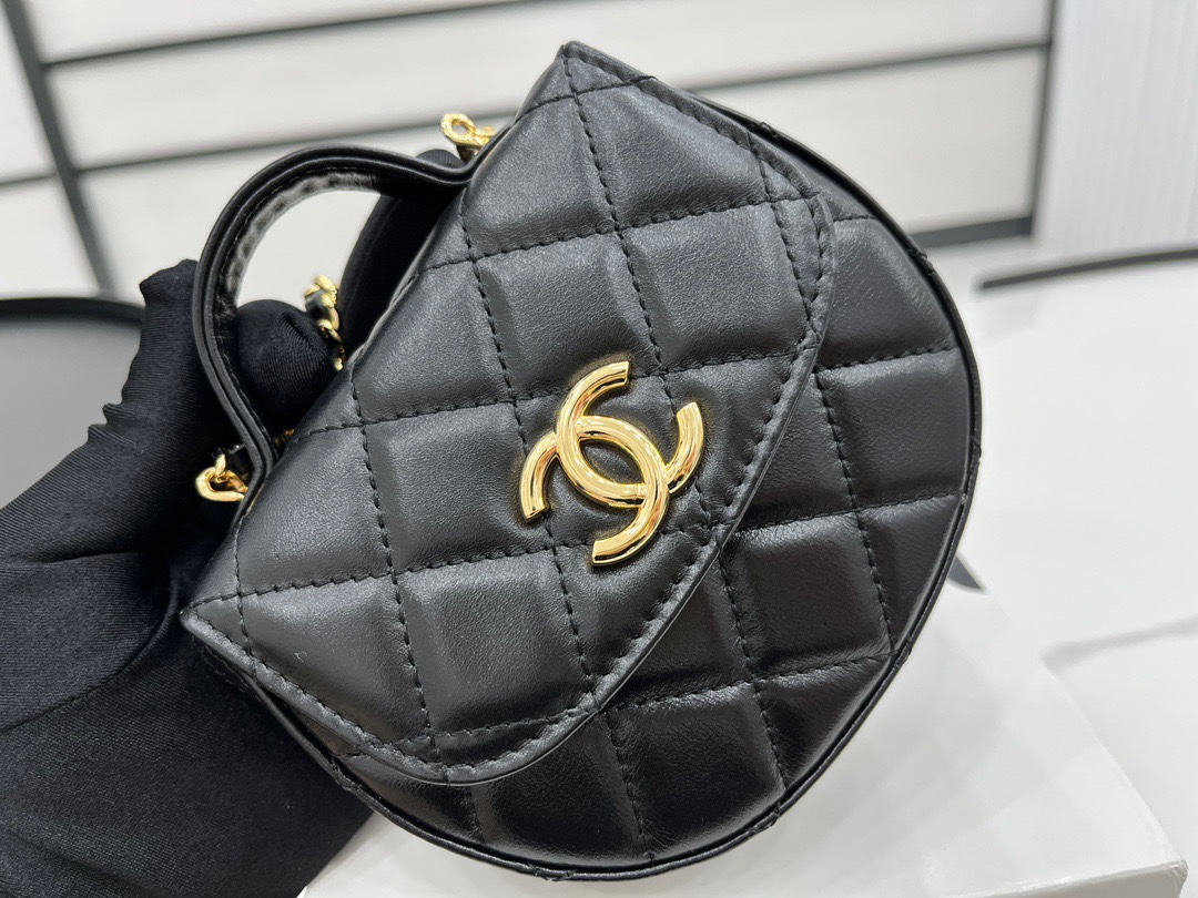 Bagsaaa Ch**el Clutch With Chain AP3378 Black - 11.5 × 12.5 × 3.5 cm