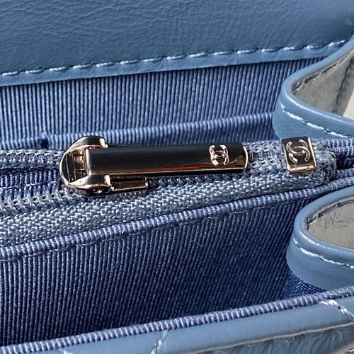 Bagsaaa Ch**el Clutch With Chain AP3566 Blue - 11 × 18.5 × 6 cm