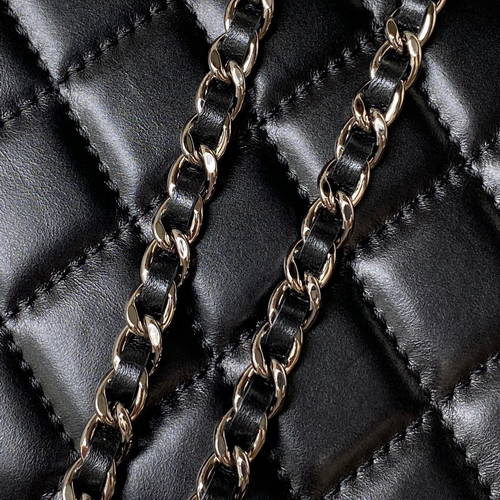 Bagsaaa Ch**el Clutch With Chain AP3566 Black - 11 × 18.5 × 6 cm